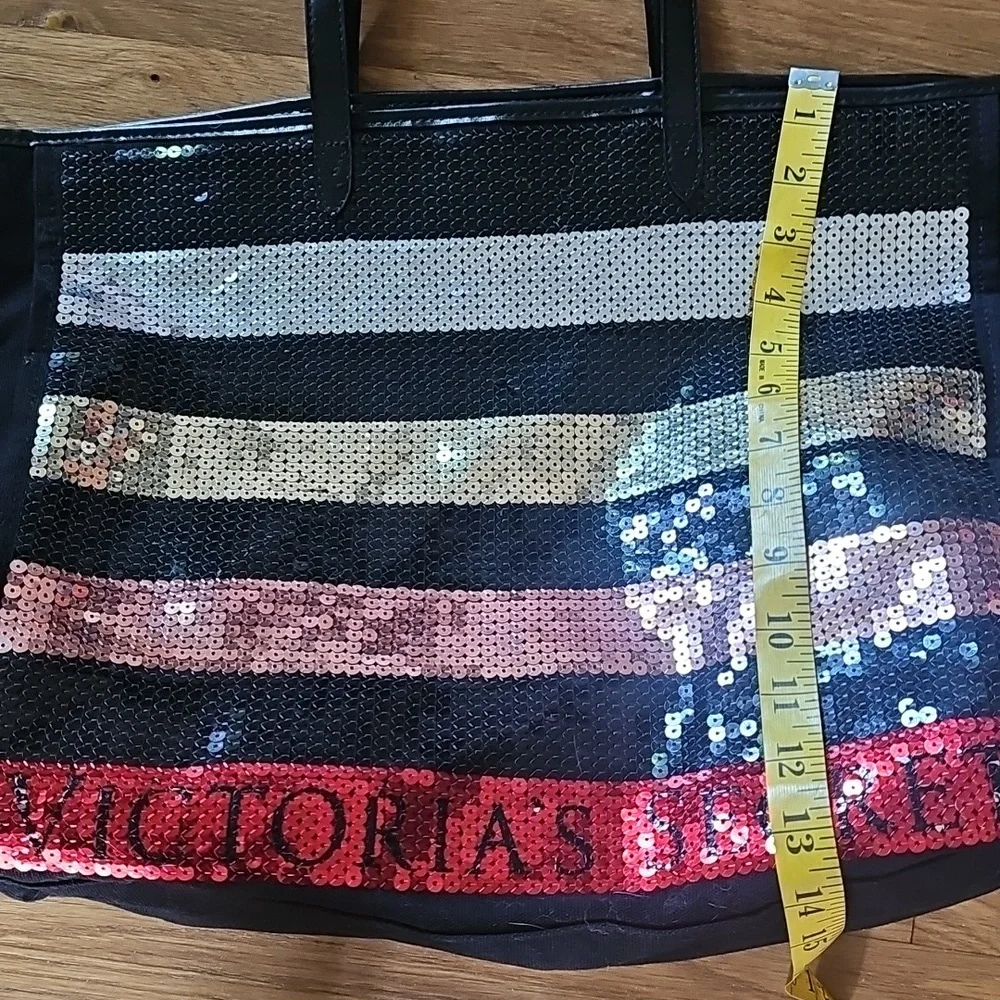 Victoria's Secret Bling Large Open Stripe Sequined Carryall Weekend Tote Handbag
